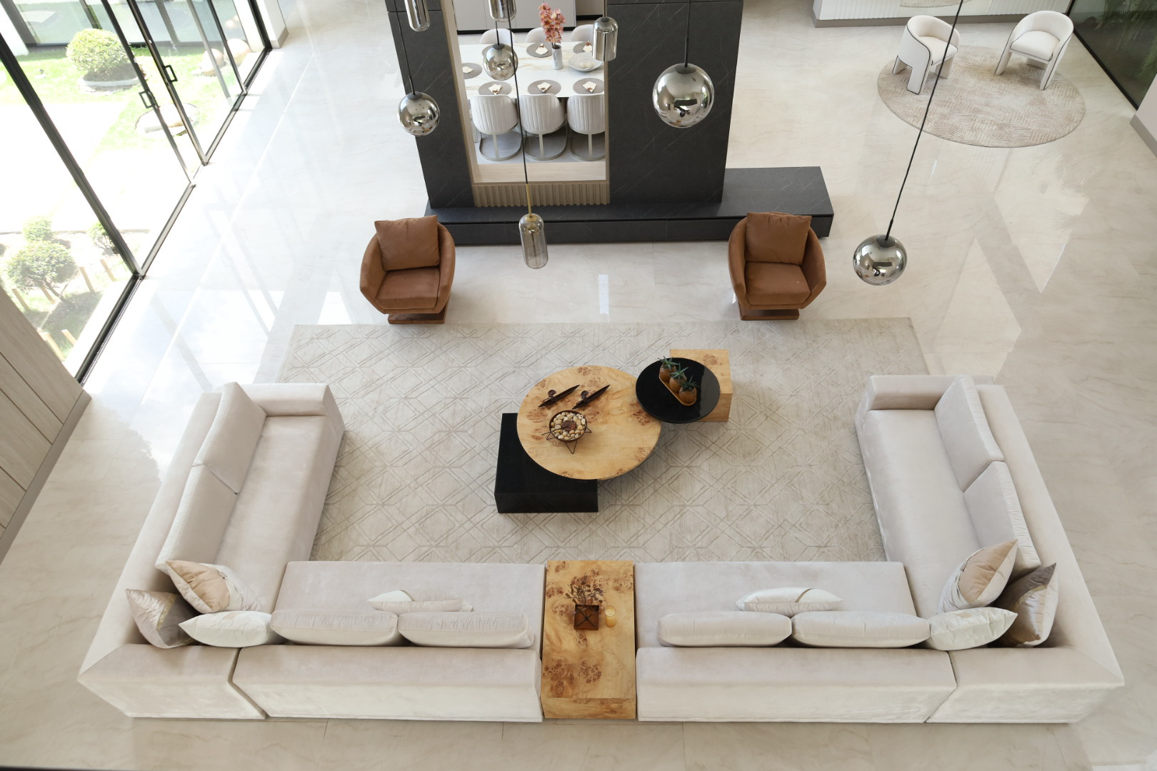 Diseño sala de estar marari con muebles personalizados